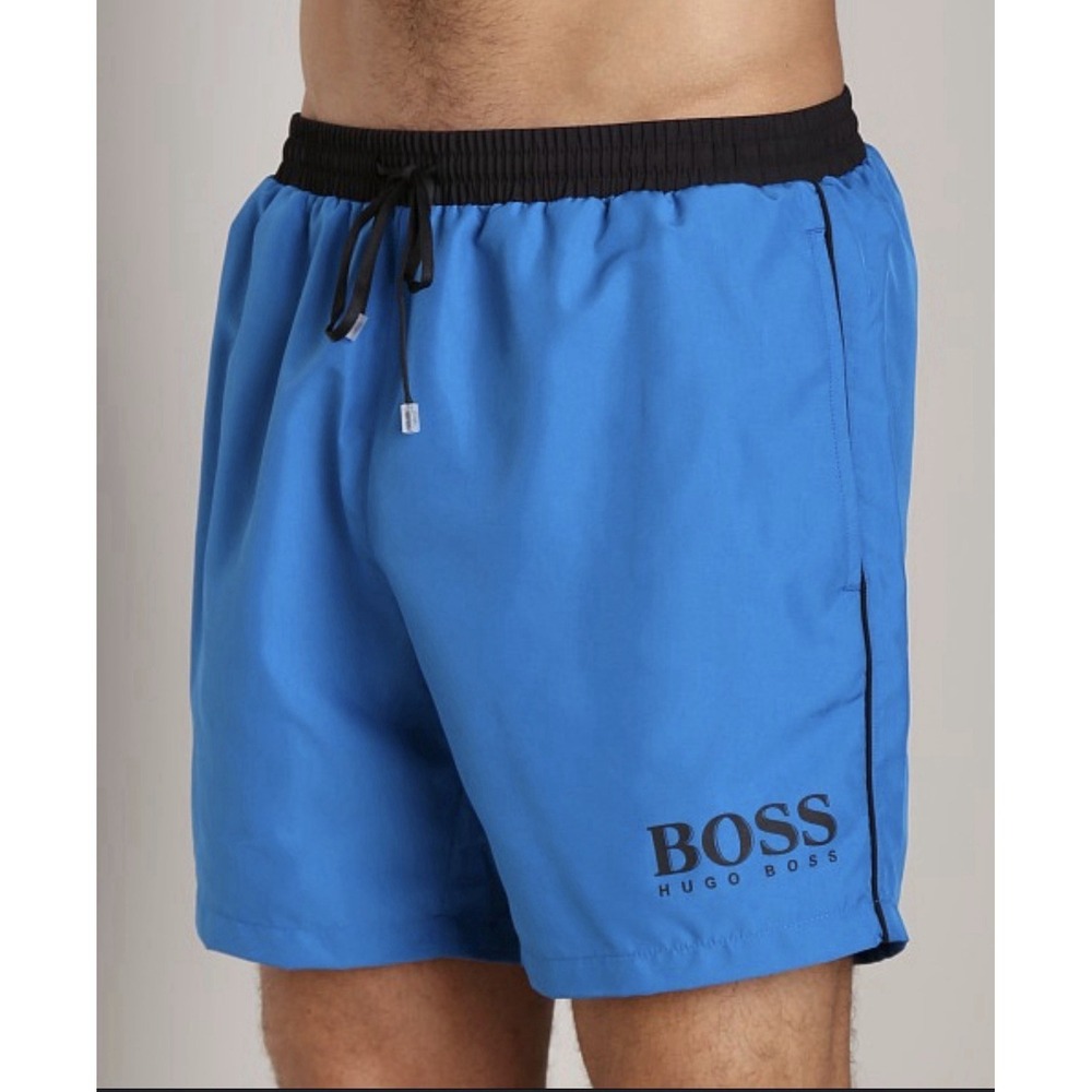 Hugo Boss Men's Blue Starfish Swim Trunks Board Shorts Mesh Lined Drawstring XL